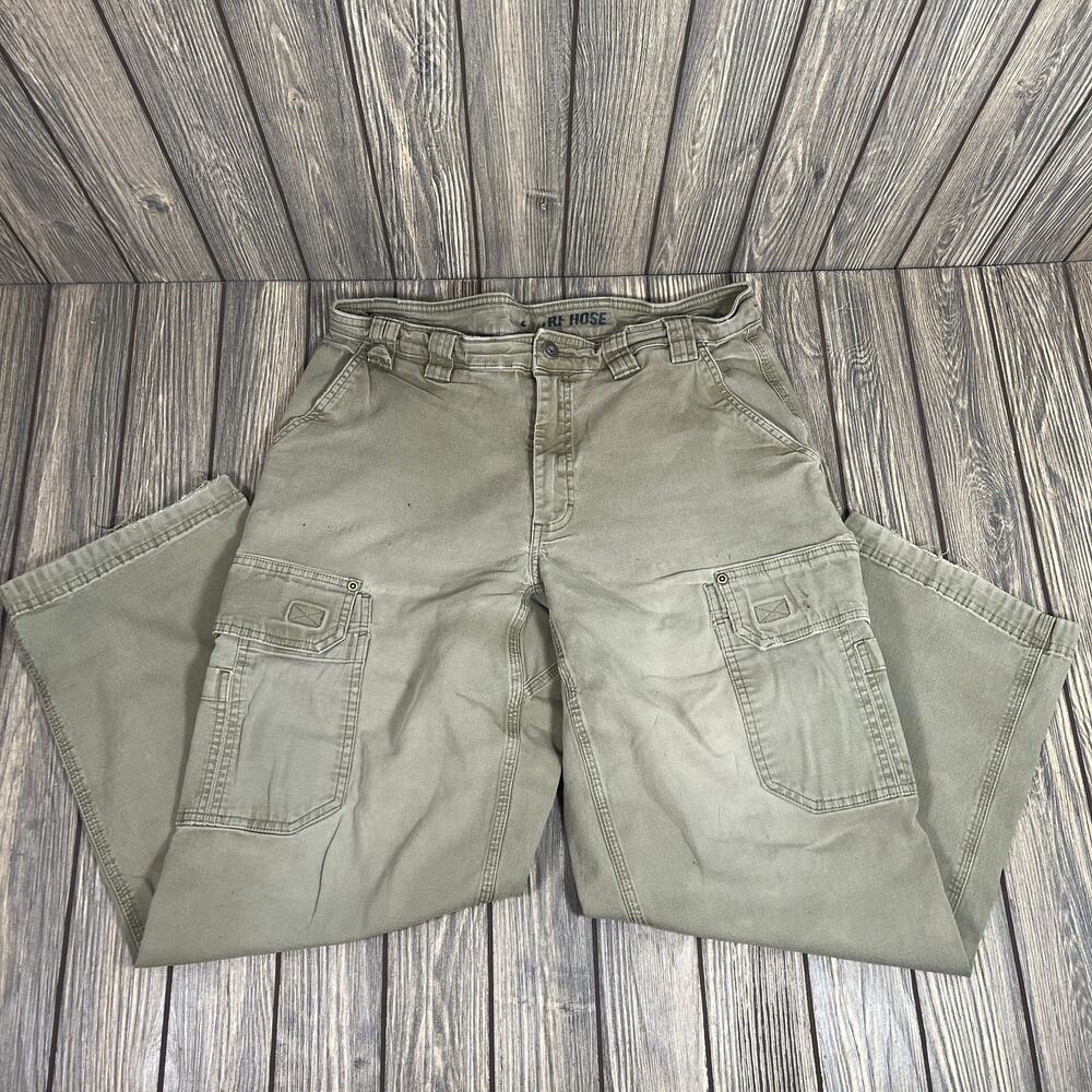 Duluth Trading Flex Fire Hose Carpenter Cargo Pant Men 36x30 Green Utility Work